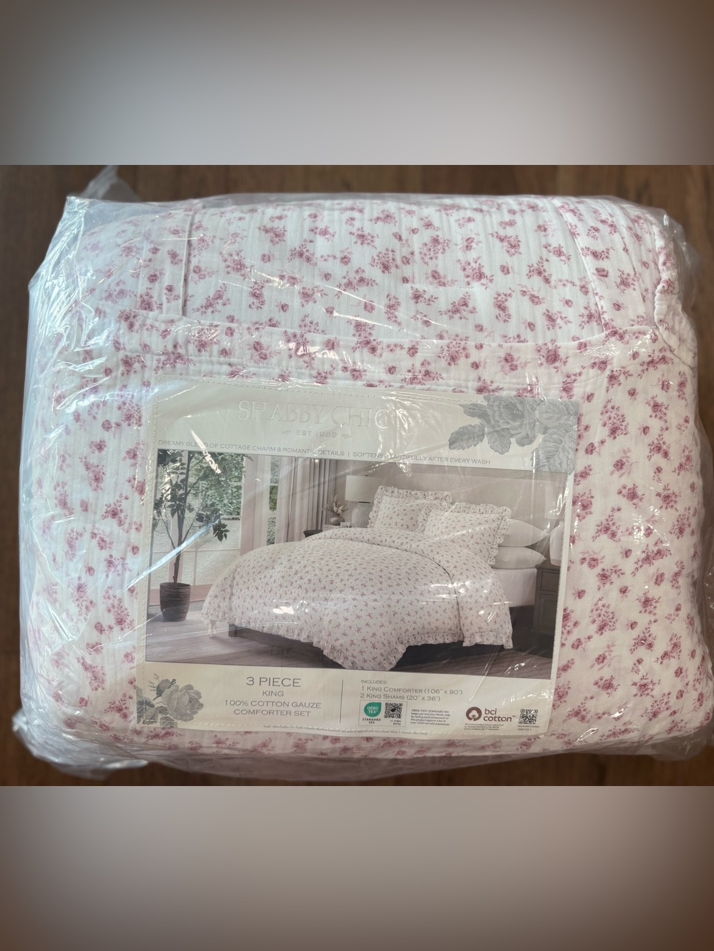 SHABBY CHIC 3pc cotton gauze ruffle‎ ditsy floral comforter set